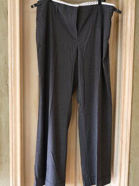 EUC Calvin Klein Women's Gray White Pinstripe Cuffed Slacks Pants Size 18W